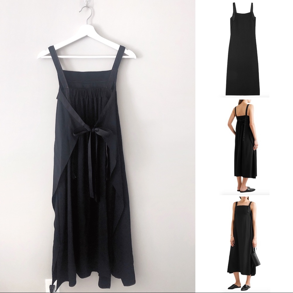 HELMUT LANG Tie-Back Crepe Sleeveless Midi Dress